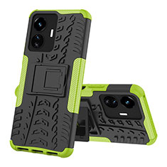 Funda Bumper Silicona y Plastico Mate Carcasa con Soporte JX1 para Vivo Y77 5G Verde