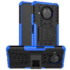 Funda Bumper Silicona y Plastico Mate Carcasa con Soporte JX1 para Xiaomi Mi 10i 5G Azul