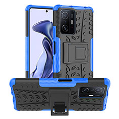Funda Bumper Silicona y Plastico Mate Carcasa con Soporte JX1 para Xiaomi Mi 11T Pro 5G Azul