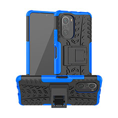 Funda Bumper Silicona y Plastico Mate Carcasa con Soporte JX1 para Xiaomi Mi 11X 5G Azul