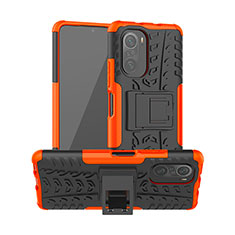 Funda Bumper Silicona y Plastico Mate Carcasa con Soporte JX1 para Xiaomi Mi 11X 5G Naranja