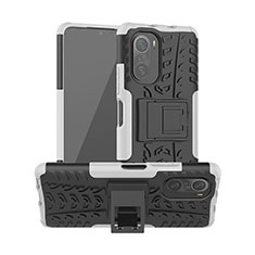 Funda Bumper Silicona y Plastico Mate Carcasa con Soporte JX1 para Xiaomi Mi 11X 5G Plata