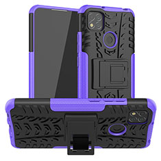 Funda Bumper Silicona y Plastico Mate Carcasa con Soporte JX1 para Xiaomi POCO C3 Morado