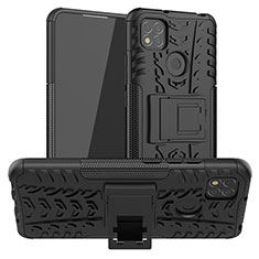 Funda Bumper Silicona y Plastico Mate Carcasa con Soporte JX1 para Xiaomi POCO C3 Negro