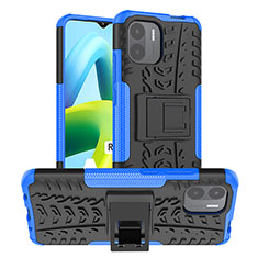 Funda Bumper Silicona y Plastico Mate Carcasa con Soporte JX1 para Xiaomi Poco C51 Azul