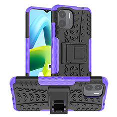 Funda Bumper Silicona y Plastico Mate Carcasa con Soporte JX1 para Xiaomi Poco C51 Morado