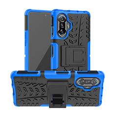 Funda Bumper Silicona y Plastico Mate Carcasa con Soporte JX1 para Xiaomi Poco F3 GT 5G Azul