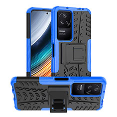 Funda Bumper Silicona y Plastico Mate Carcasa con Soporte JX1 para Xiaomi Poco F4 5G Azul