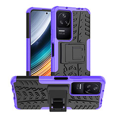 Funda Bumper Silicona y Plastico Mate Carcasa con Soporte JX1 para Xiaomi Poco F4 5G Morado