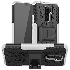 Funda Bumper Silicona y Plastico Mate Carcasa con Soporte JX1 para Xiaomi Poco M2 Plata