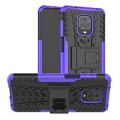 Funda Bumper Silicona y Plastico Mate Carcasa con Soporte JX1 para Xiaomi Poco M2 Pro Morado