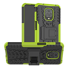 Funda Bumper Silicona y Plastico Mate Carcasa con Soporte JX1 para Xiaomi Poco M2 Pro Verde