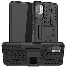 Funda Bumper Silicona y Plastico Mate Carcasa con Soporte JX1 para Xiaomi POCO M3 Pro 5G Negro