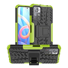 Funda Bumper Silicona y Plastico Mate Carcasa con Soporte JX1 para Xiaomi Poco M4 Pro 5G Verde