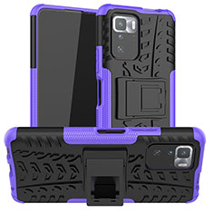 Funda Bumper Silicona y Plastico Mate Carcasa con Soporte JX1 para Xiaomi Poco X3 GT 5G Morado