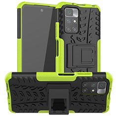 Funda Bumper Silicona y Plastico Mate Carcasa con Soporte JX1 para Xiaomi Redmi 10 (2022) Verde