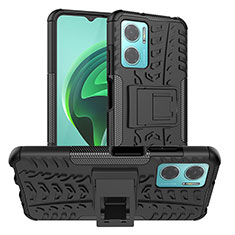 Funda Bumper Silicona y Plastico Mate Carcasa con Soporte JX1 para Xiaomi Redmi 10 5G Negro