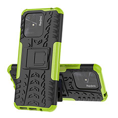 Funda Bumper Silicona y Plastico Mate Carcasa con Soporte JX1 para Xiaomi Redmi 10C 4G Verde