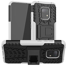 Funda Bumper Silicona y Plastico Mate Carcasa con Soporte JX1 para Xiaomi Redmi 10X Pro 5G Plata