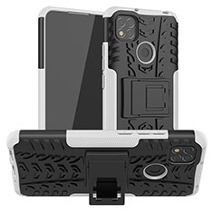 Funda Bumper Silicona y Plastico Mate Carcasa con Soporte JX1 para Xiaomi Redmi 9 Activ Plata