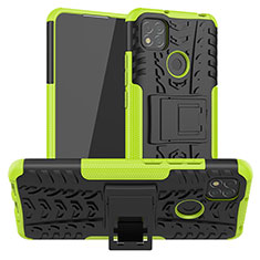 Funda Bumper Silicona y Plastico Mate Carcasa con Soporte JX1 para Xiaomi Redmi 9 Activ Verde