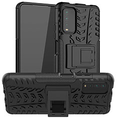 Funda Bumper Silicona y Plastico Mate Carcasa con Soporte JX1 para Xiaomi Redmi 9 Power Negro