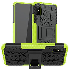 Funda Bumper Silicona y Plastico Mate Carcasa con Soporte JX1 para Xiaomi Redmi 9i Verde