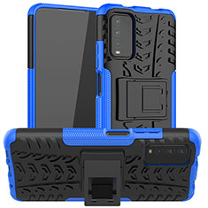 Funda Bumper Silicona y Plastico Mate Carcasa con Soporte JX1 para Xiaomi Redmi 9T 4G Azul