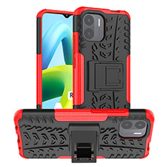 Funda Bumper Silicona y Plastico Mate Carcasa con Soporte JX1 para Xiaomi Redmi A2 Plus Rojo