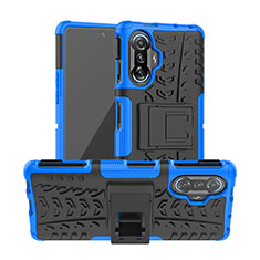 Funda Bumper Silicona y Plastico Mate Carcasa con Soporte JX1 para Xiaomi Redmi K40 Gaming 5G Azul