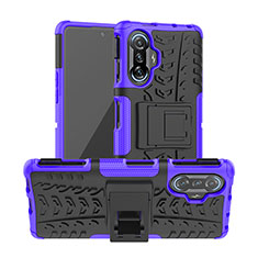 Funda Bumper Silicona y Plastico Mate Carcasa con Soporte JX1 para Xiaomi Redmi K40 Gaming 5G Morado