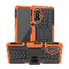 Funda Bumper Silicona y Plastico Mate Carcasa con Soporte JX1 para Xiaomi Redmi K40 Gaming 5G Naranja