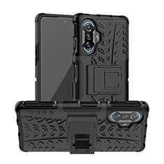 Funda Bumper Silicona y Plastico Mate Carcasa con Soporte JX1 para Xiaomi Redmi K40 Gaming 5G Negro