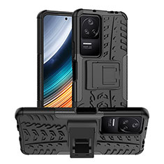 Funda Bumper Silicona y Plastico Mate Carcasa con Soporte JX1 para Xiaomi Redmi K40S 5G Negro