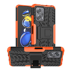 Funda Bumper Silicona y Plastico Mate Carcasa con Soporte JX1 para Xiaomi Redmi K50i 5G Naranja