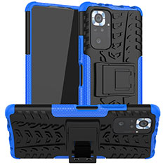 Funda Bumper Silicona y Plastico Mate Carcasa con Soporte JX1 para Xiaomi Redmi Note 10 Pro 4G Azul