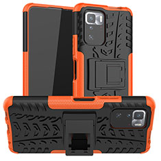 Funda Bumper Silicona y Plastico Mate Carcasa con Soporte JX1 para Xiaomi Redmi Note 10 Pro 5G Naranja