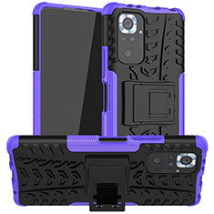 Funda Bumper Silicona y Plastico Mate Carcasa con Soporte JX1 para Xiaomi Redmi Note 10 Pro Max Morado