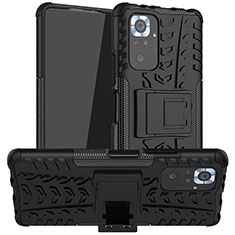 Funda Bumper Silicona y Plastico Mate Carcasa con Soporte JX1 para Xiaomi Redmi Note 10 Pro Max Negro