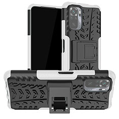 Funda Bumper Silicona y Plastico Mate Carcasa con Soporte JX1 para Xiaomi Redmi Note 10S 4G Plata