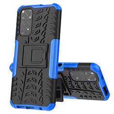 Funda Bumper Silicona y Plastico Mate Carcasa con Soporte JX1 para Xiaomi Redmi Note 11 4G (2022) Azul