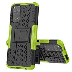 Funda Bumper Silicona y Plastico Mate Carcasa con Soporte JX1 para Xiaomi Redmi Note 11 4G (2022) Verde