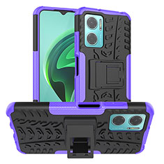 Funda Bumper Silicona y Plastico Mate Carcasa con Soporte JX1 para Xiaomi Redmi Note 11E 5G Morado