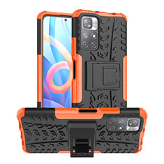 Funda Bumper Silicona y Plastico Mate Carcasa con Soporte JX1 para Xiaomi Redmi Note 11S 5G Naranja