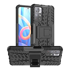 Funda Bumper Silicona y Plastico Mate Carcasa con Soporte JX1 para Xiaomi Redmi Note 11S 5G Negro