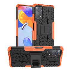 Funda Bumper Silicona y Plastico Mate Carcasa con Soporte JX1 para Xiaomi Redmi Note 12 Pro 4G Naranja