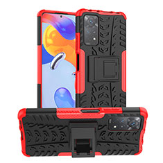 Funda Bumper Silicona y Plastico Mate Carcasa con Soporte JX1 para Xiaomi Redmi Note 12 Pro 4G Rojo