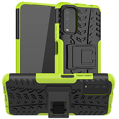 Funda Bumper Silicona y Plastico Mate Carcasa con Soporte JX1 para Xiaomi Redmi Note 9 4G Verde