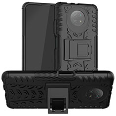 Funda Bumper Silicona y Plastico Mate Carcasa con Soporte JX1 para Xiaomi Redmi Note 9 5G Negro