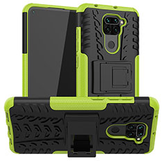 Funda Bumper Silicona y Plastico Mate Carcasa con Soporte JX1 para Xiaomi Redmi Note 9 Verde